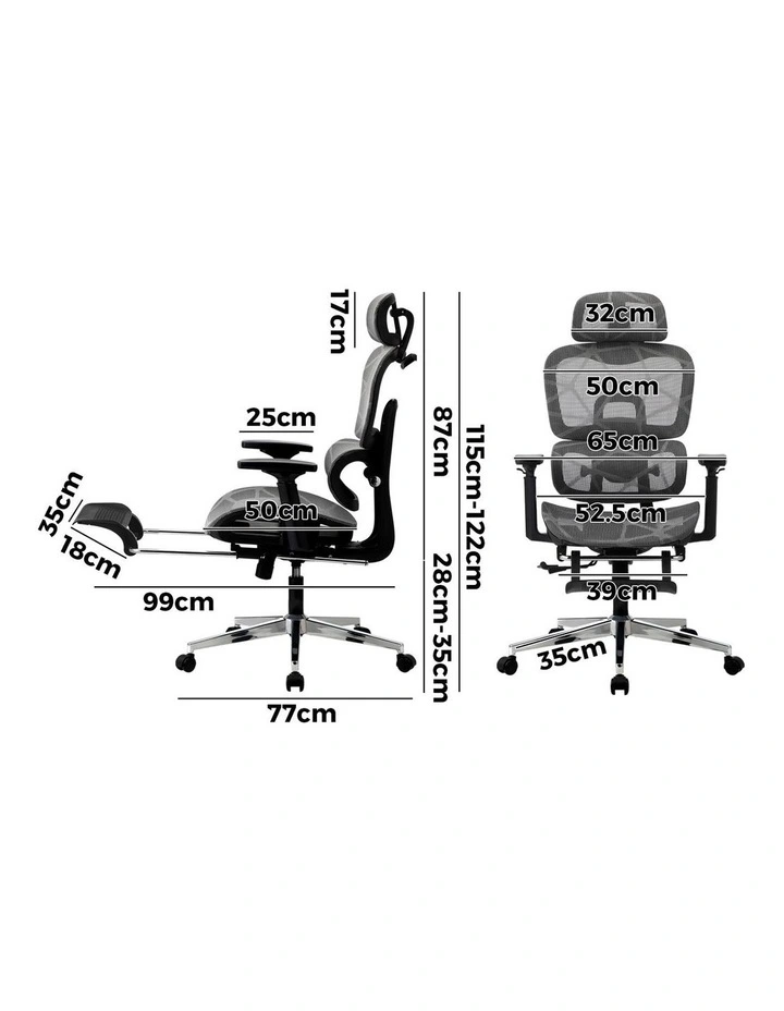 Oikiture Ergonomic Office Chair Black&Grey image 3
