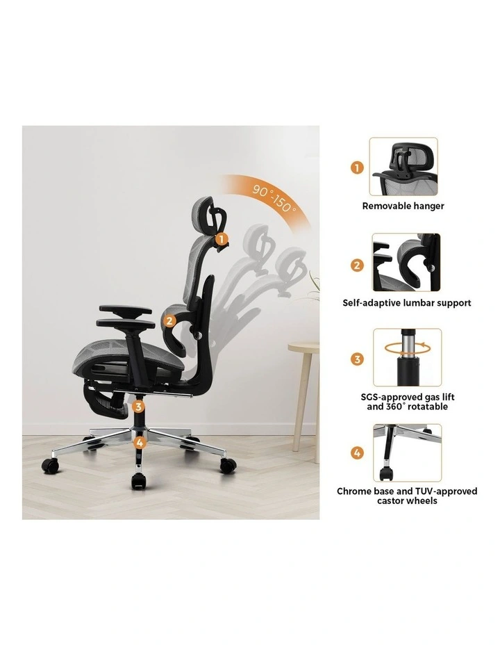 Oikiture Ergonomic Office Chair Black&Grey image 6