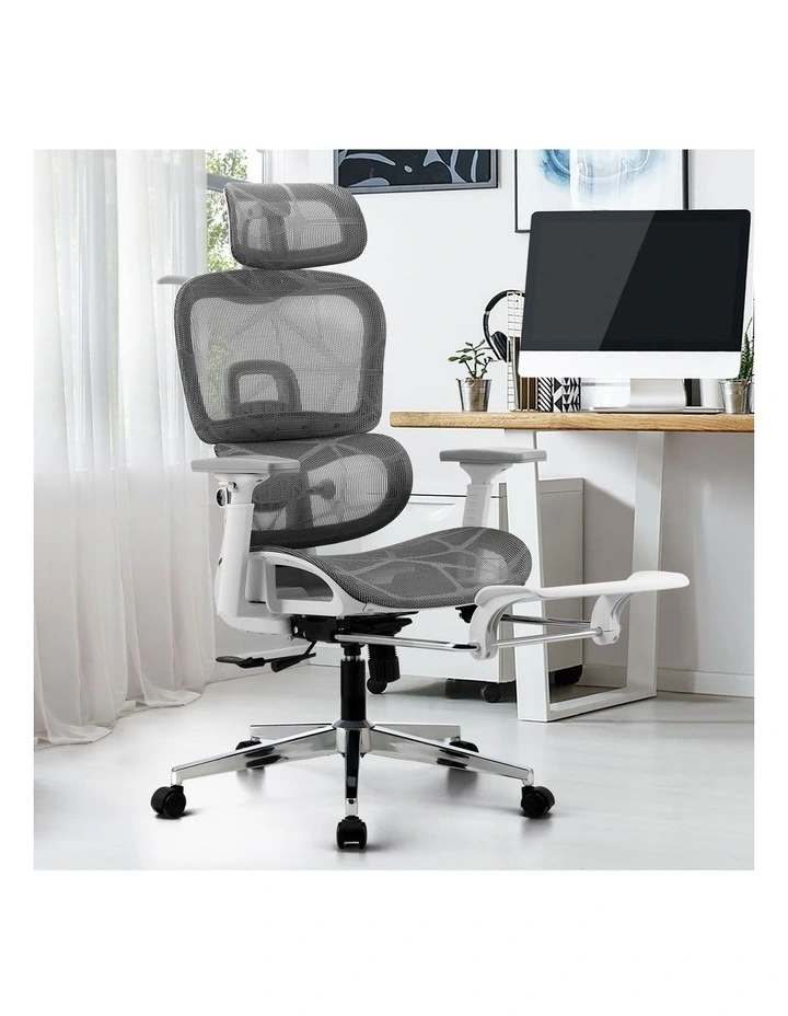 Oikiture Ergonomic Office Chair White&Grey image 4