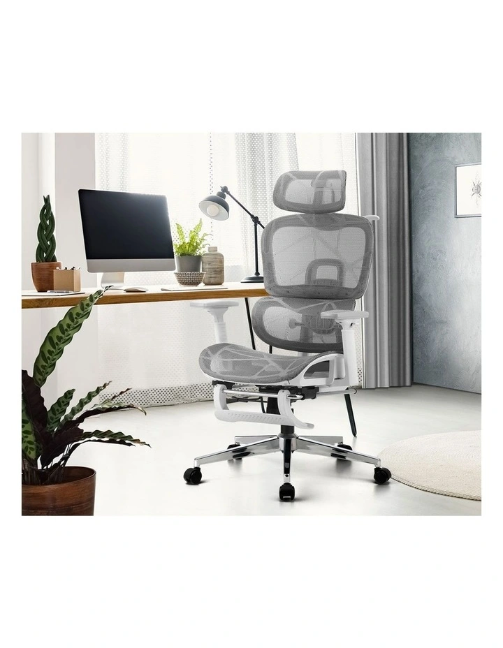 Oikiture Ergonomic Office Chair White&Grey image 5