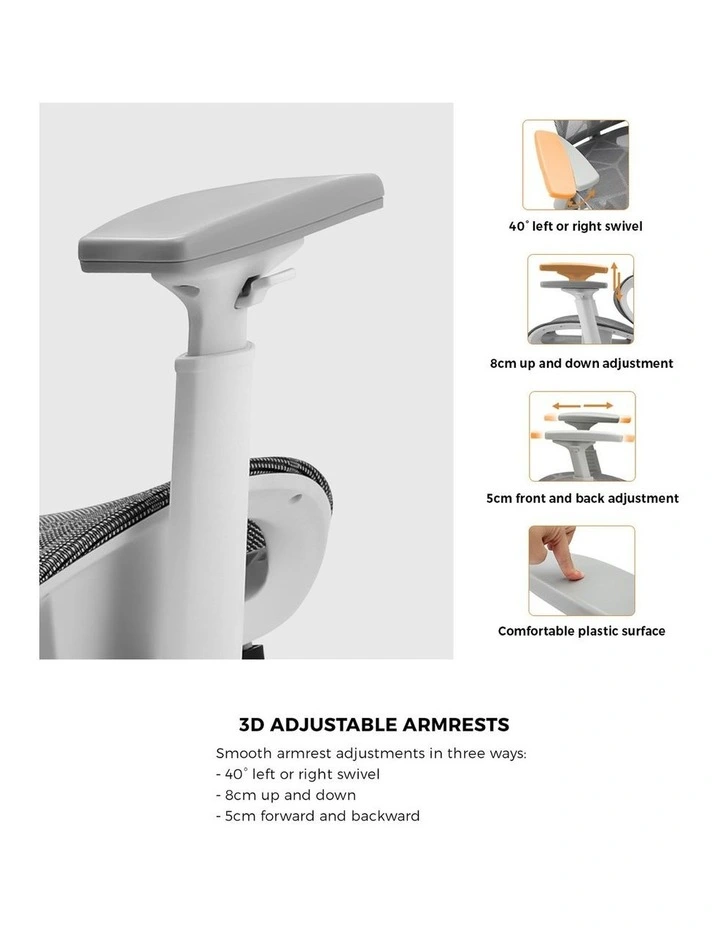 Oikiture Ergonomic Office Chair White&Grey image 7