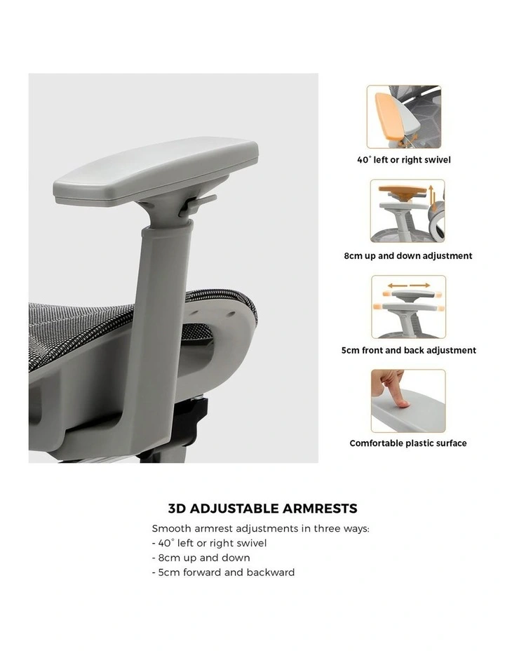 Oikiture Ergonomic Office Chair Grey image 7