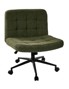 Oikiture Mid Back Armless Office Desk Chair Boucle Green