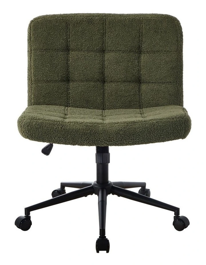 Oikiture Mid Back Armless Office Desk Chair Boucle Green image 2