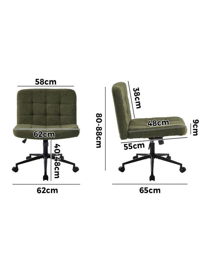Oikiture Mid Back Armless Office Desk Chair Boucle Green image 3