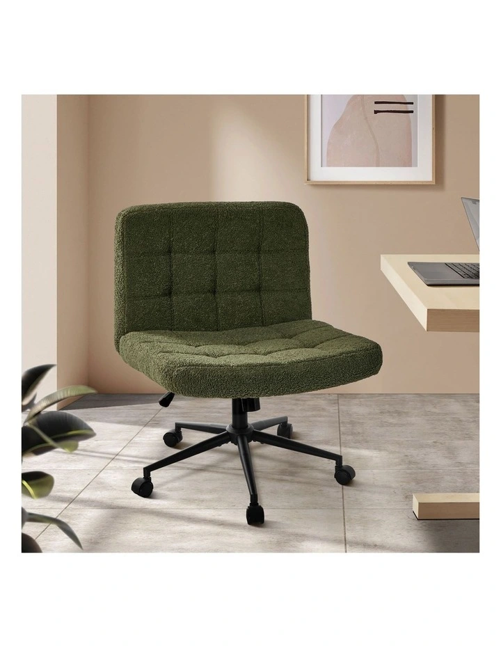 Oikiture Mid Back Armless Office Desk Chair Boucle Green image 4