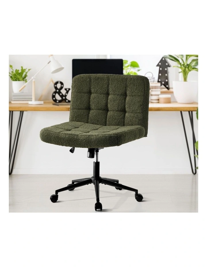 Oikiture Mid Back Armless Office Desk Chair Boucle Green image 5
