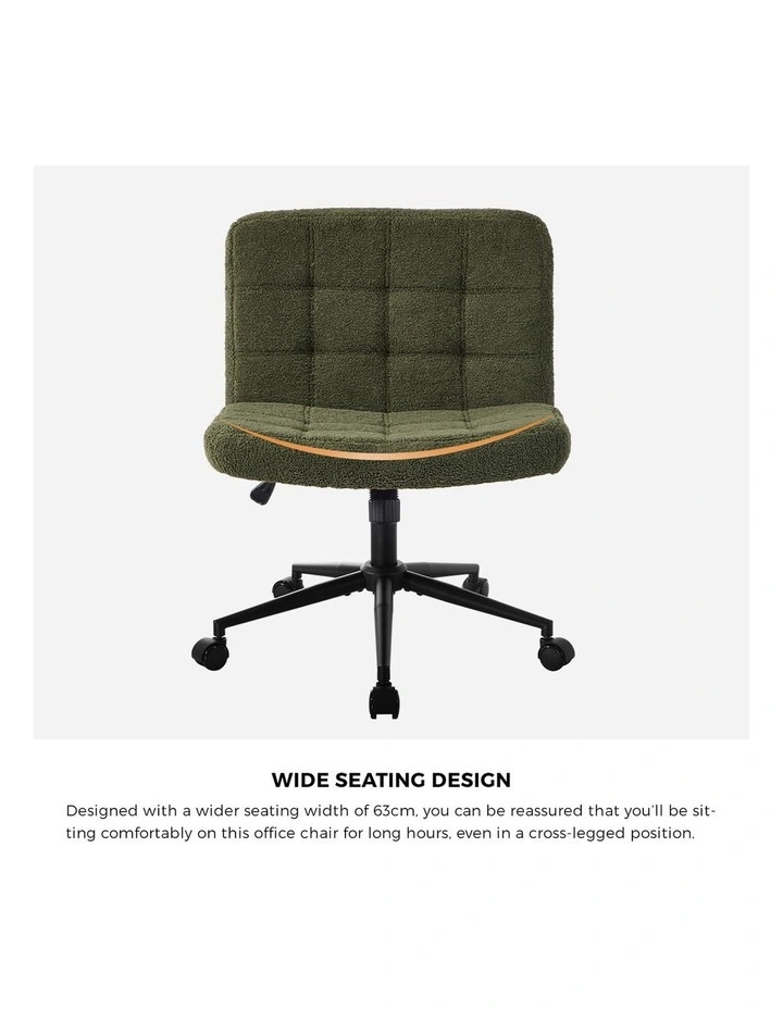 Oikiture Mid Back Armless Office Desk Chair Boucle Green image 7