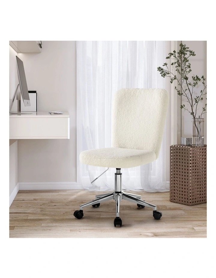 Oikiture High Back Armless Home Office Chair Boucle image 4