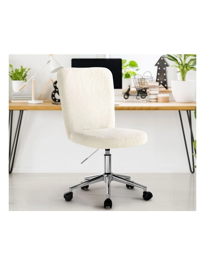 Oikiture High Back Armless Home Office Chair Boucle image 5