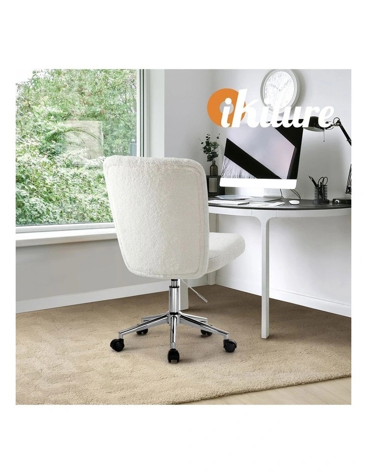 Oikiture High Back Armless Home Office Chair Boucle image 6