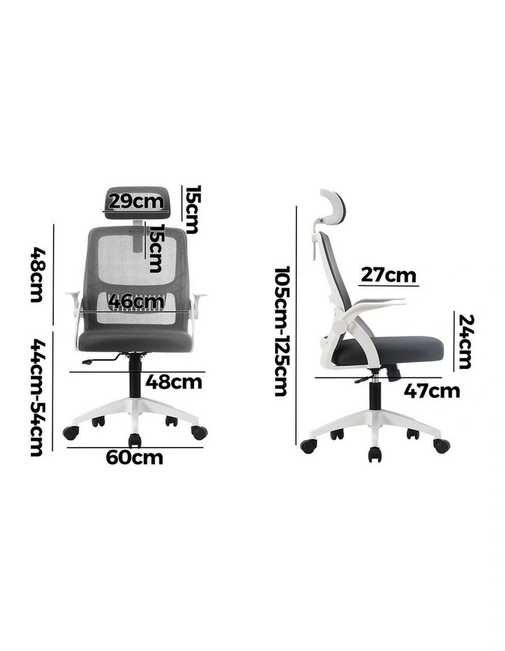 Oikiture Mesh Office Chair Fabric Dark Grey&White image 3