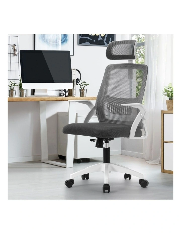Oikiture Mesh Office Chair Fabric Dark Grey&White image 4
