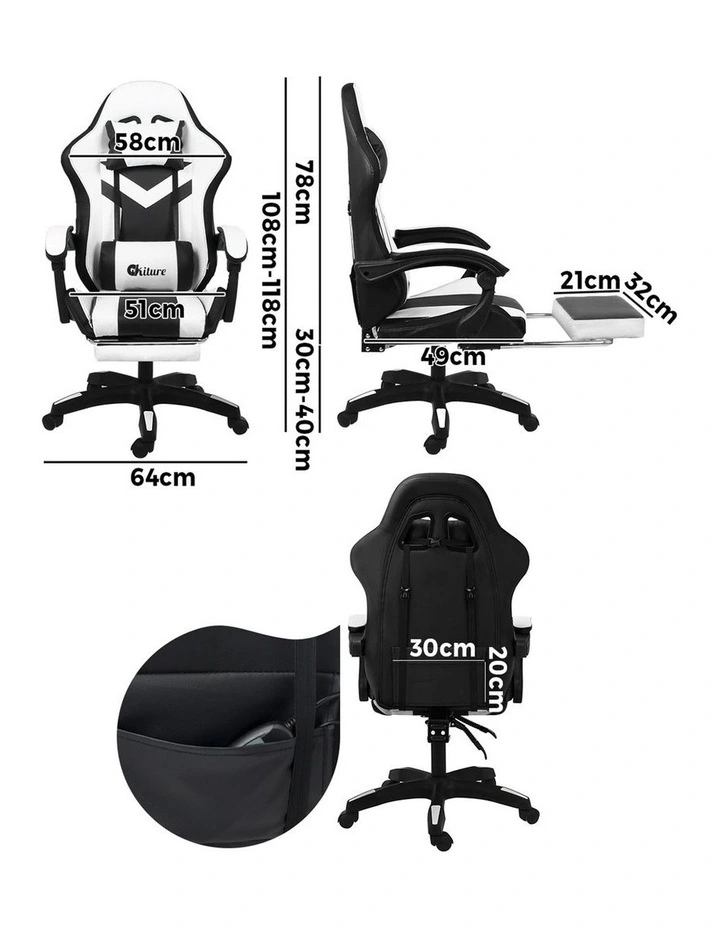 Oikiture LED Massage Gaming Chair image 3