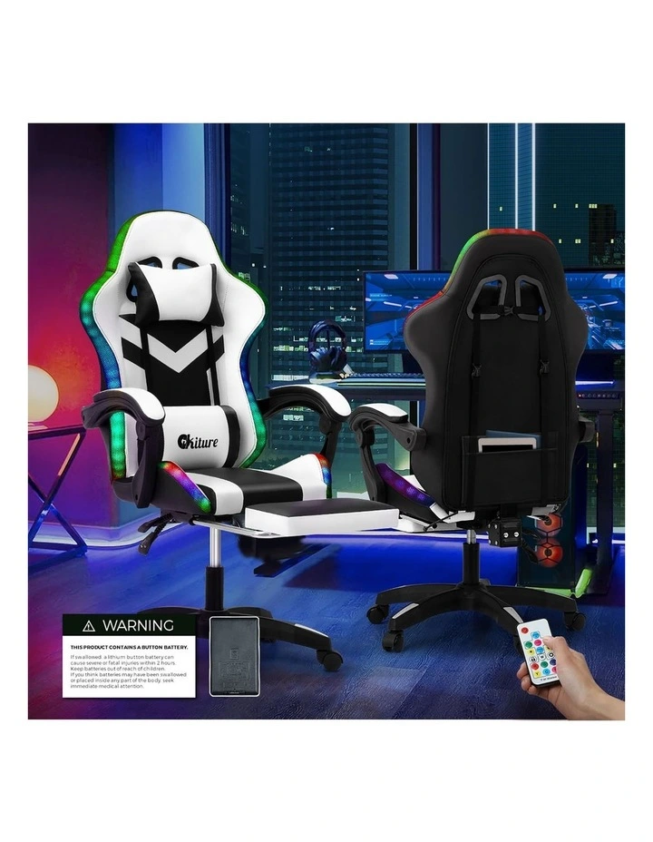 Oikiture LED Massage Gaming Chair image 5