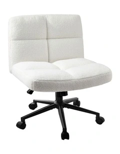Oikiture Armless Office Desk Chair  Boucle White