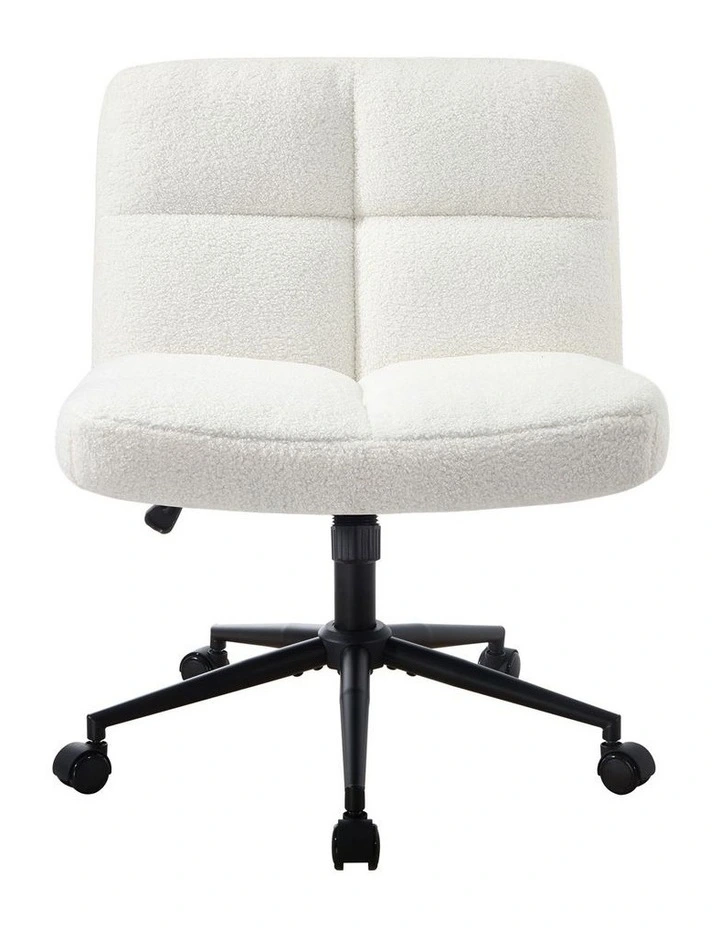 Oikiture Armless Office Desk Chair Boucle White image 2