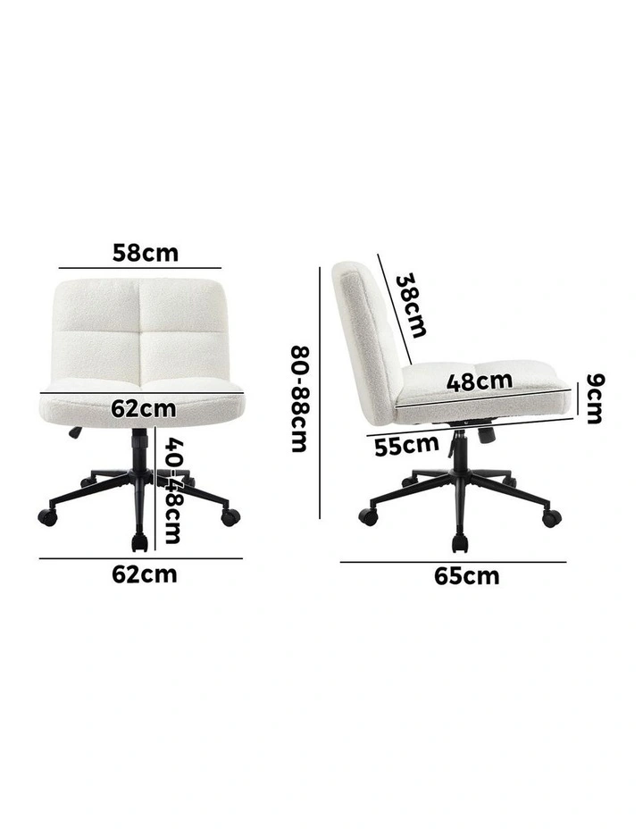 Oikiture Armless Office Desk Chair Boucle White image 3