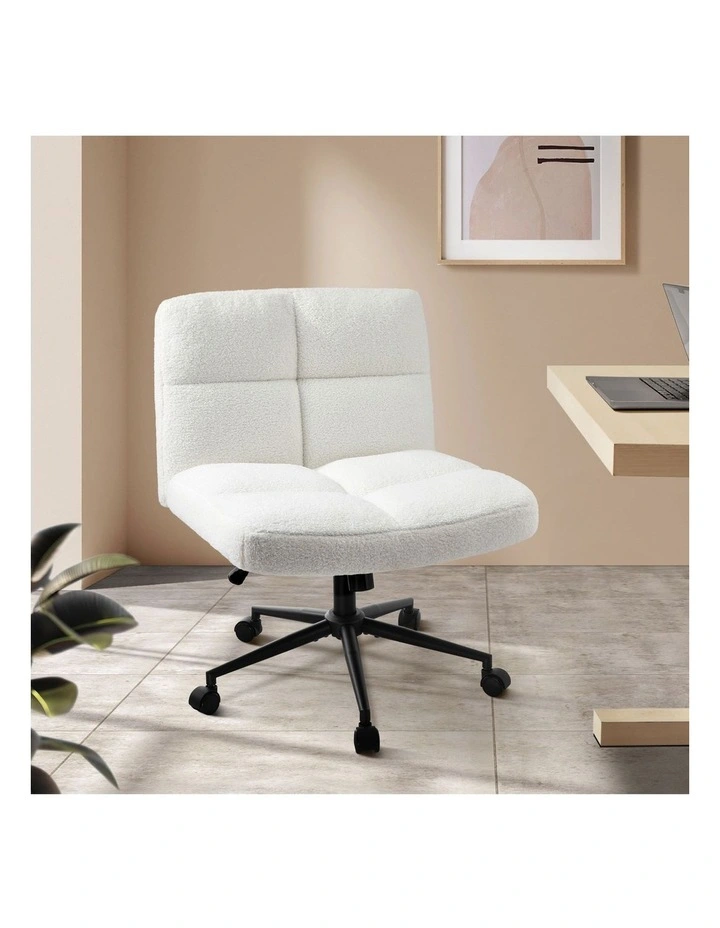 Oikiture Armless Office Desk Chair Boucle White image 4