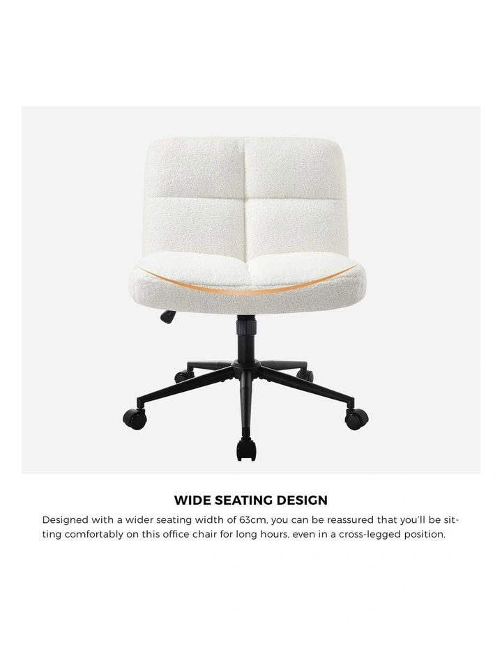 Oikiture Armless Office Desk Chair Boucle White image 7