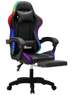 Oikiture LED Massage Gaming Chair