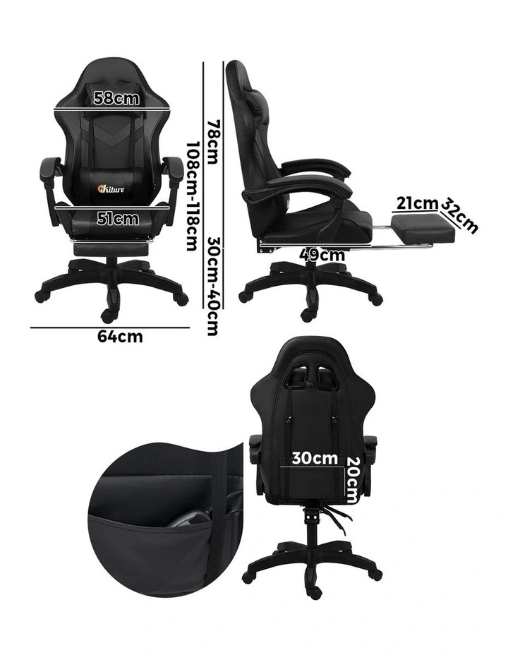 Oikiture LED Massage Gaming Chair image 3