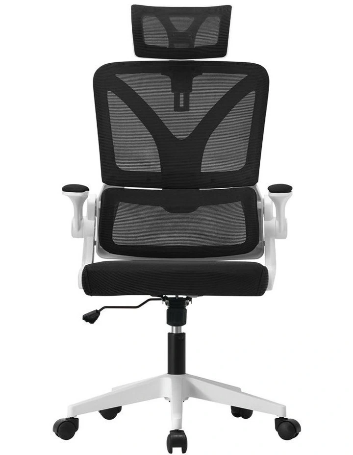 Oikiture Mesh Office Chair D-Shape White&Black image 2