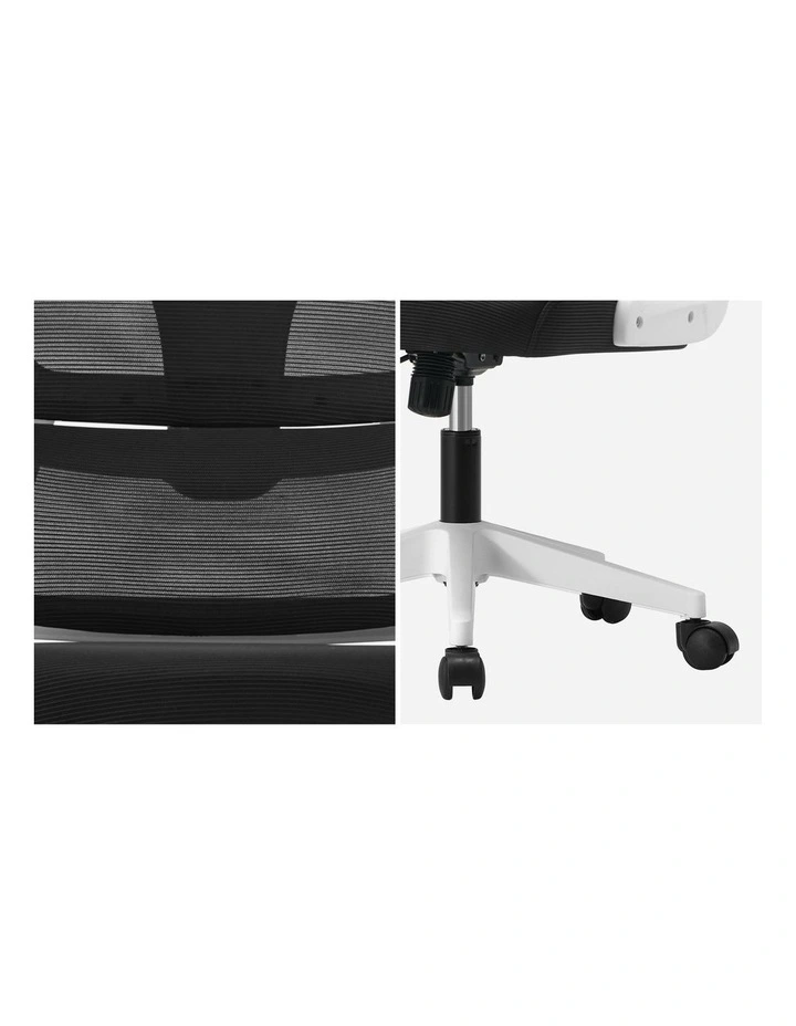 Oikiture Mesh Office Chair D-Shape White&Black image 7