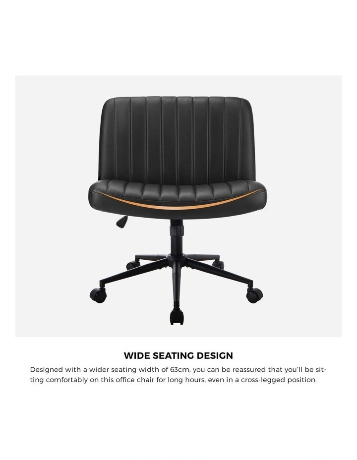 Oikiture Armless Office Desk Chair Leather Black image 7