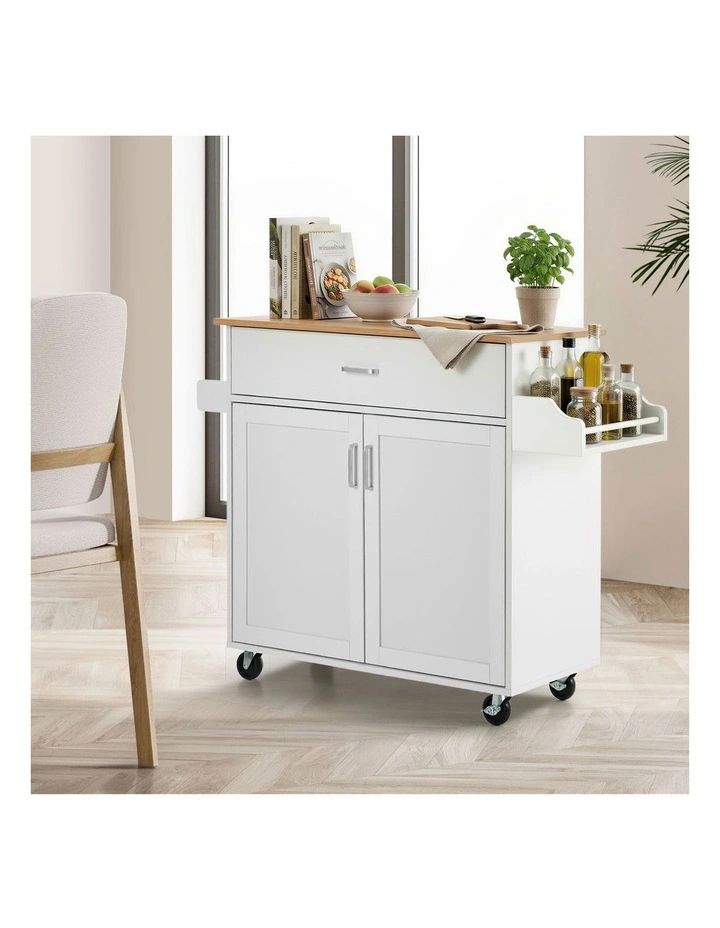 Oikiture Kitchen Island Trolley Rolling Storage Cart with Drawer & Towel Rack image 4
