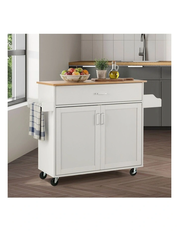 Oikiture Kitchen Island Trolley Rolling Storage Cart with Drawer & Towel Rack image 5