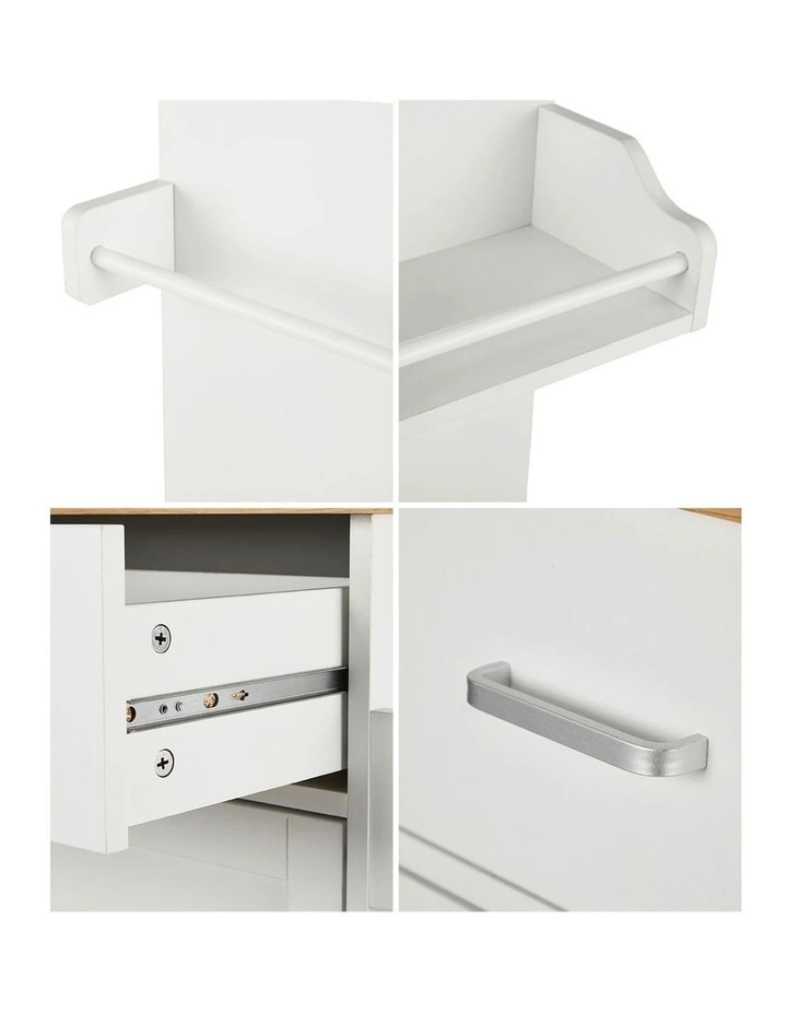 Oikiture Kitchen Island Trolley Rolling Storage Cart with Drawer & Towel Rack image 7