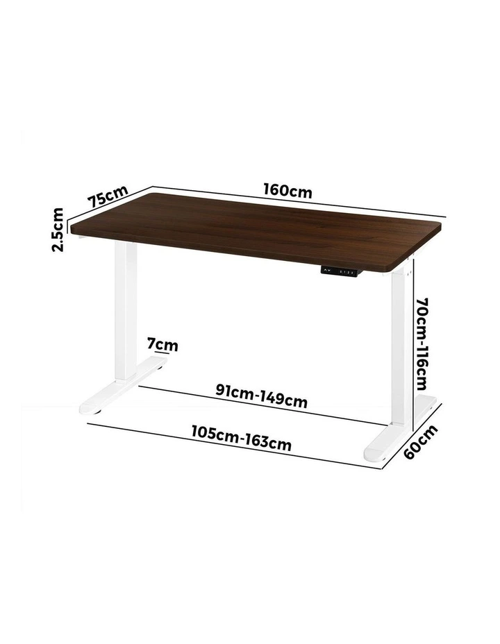 Oikiture Electric Standing Desk Single Motor 160cm Walnut image 3