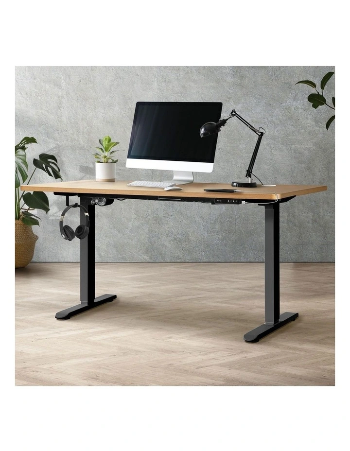 Oikiture Electric Standing Desk Single Motor 1.4m OAK Tabletop image 4