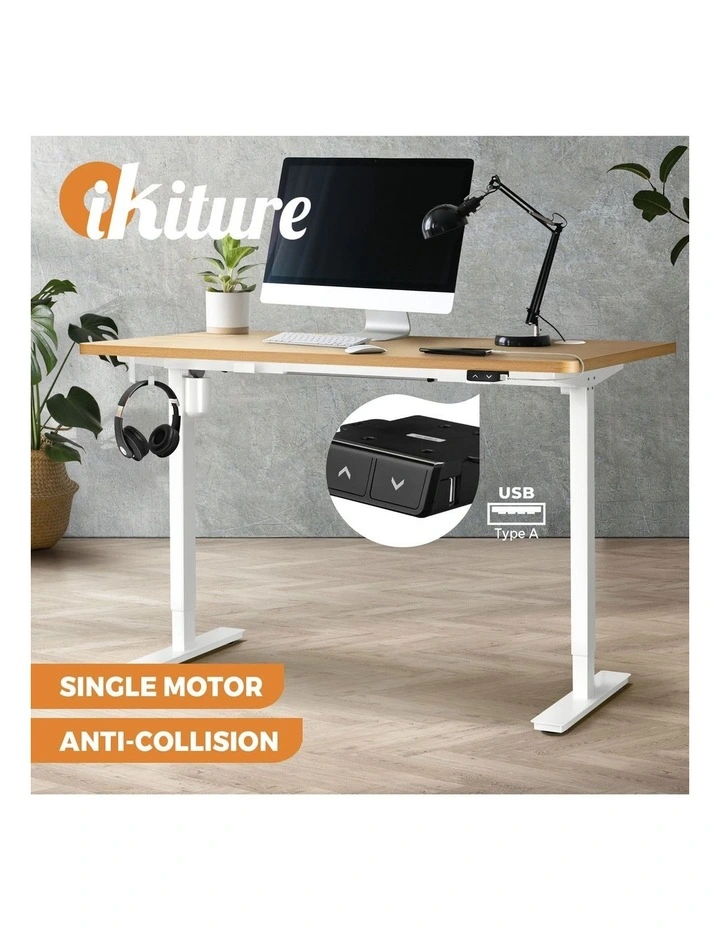 Oikiture Electric Standing Desk Single Motor 140cm OAK Tabletop image 4