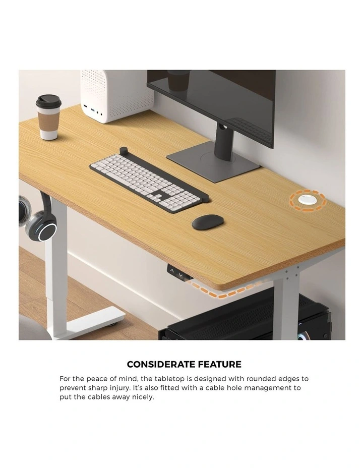 Oikiture Electric Standing Desk Single Motor 140cm OAK Tabletop image 6