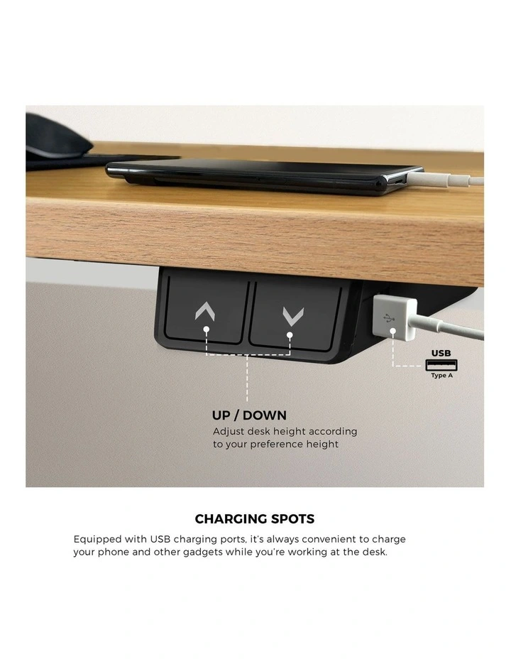 Oikiture Electric Standing Desk Single Motor 140cm OAK Tabletop image 7