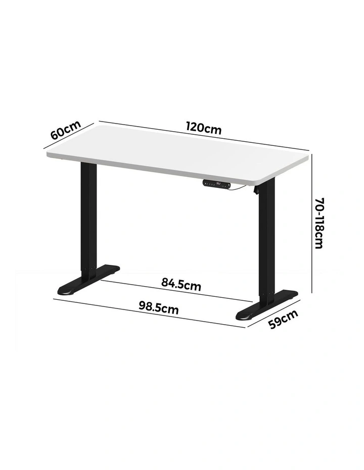 Oikiture Electric Standing Desk Single Motor 120CM White Tabletop image 3