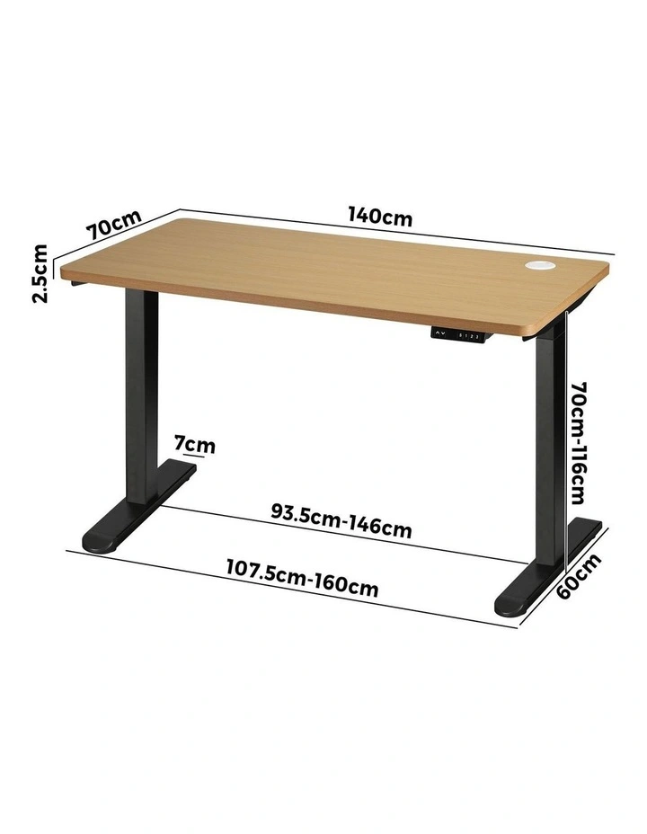 Oikiture Electric Standing Desk Dual Motor 140cm OAK Tabletop image 3