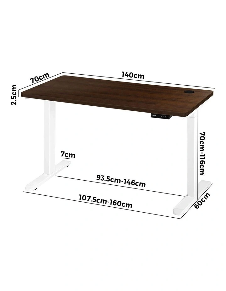 Oikiture Electric Standing Desk Dual Motor 140cm Walnut Tabletop image 3