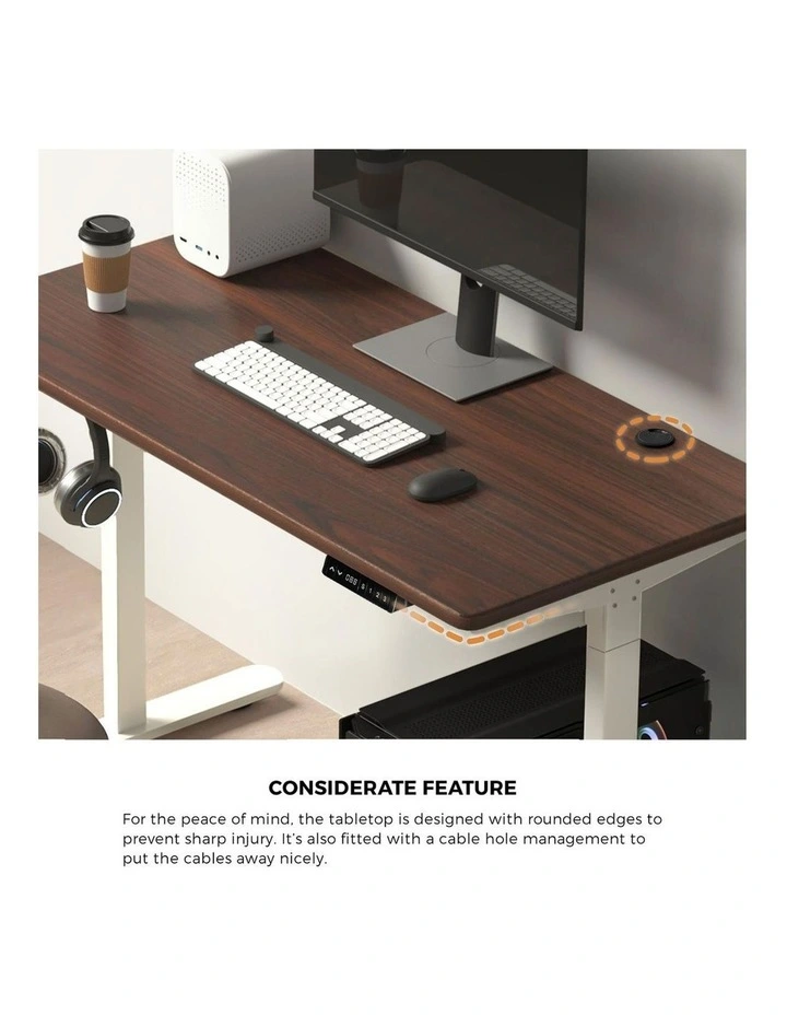 Oikiture Electric Standing Desk Dual Motor 140cm Walnut Tabletop image 6