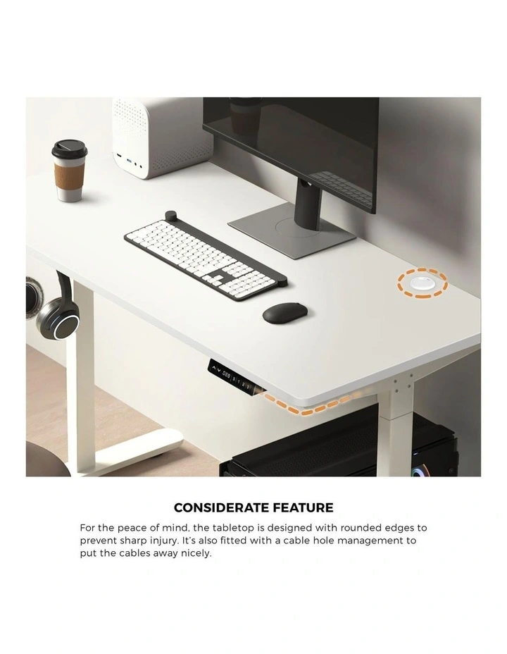 Oikiture Electric Standing Desk Dual Motor 140cm White Tabletop image 6