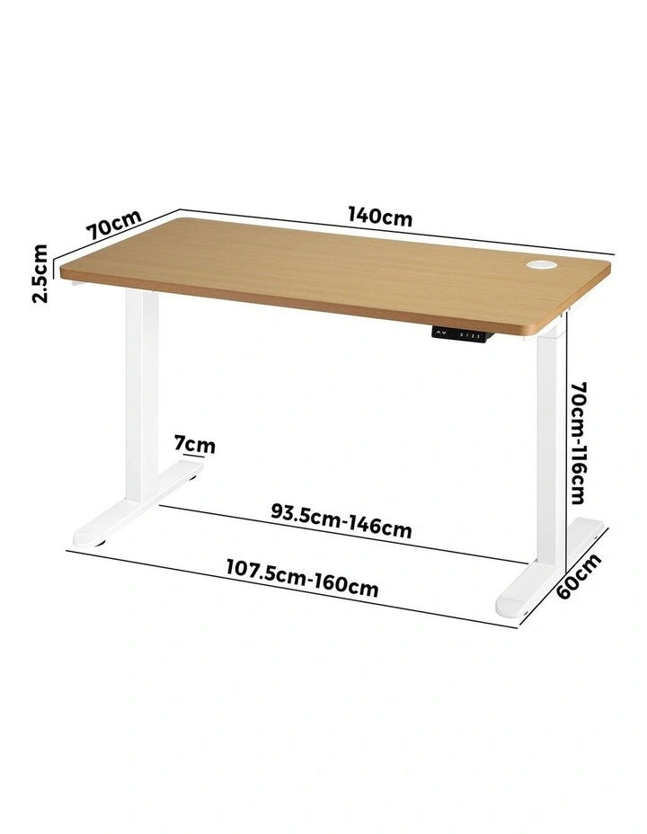Oikiture Electric Standing Desk Dual Motor 140cm OAK Tabletop image 3