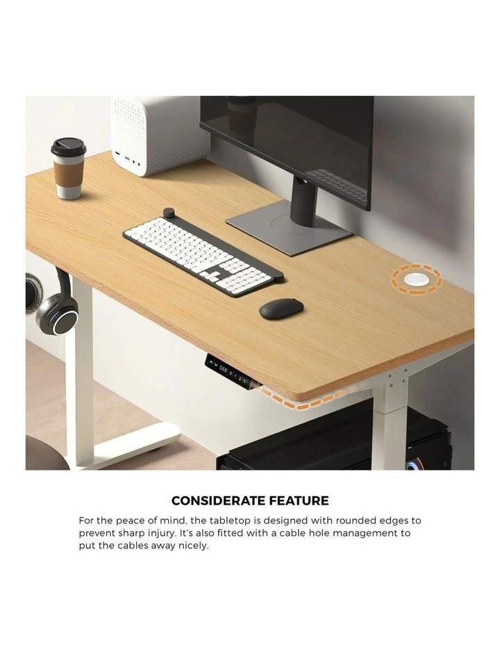 Oikiture Electric Standing Desk Dual Motor 140cm OAK Tabletop image 6