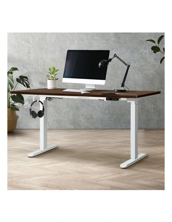 Oikiture Electric Standing Desk Single Motor 1.5m Walnut Tabletop image 4