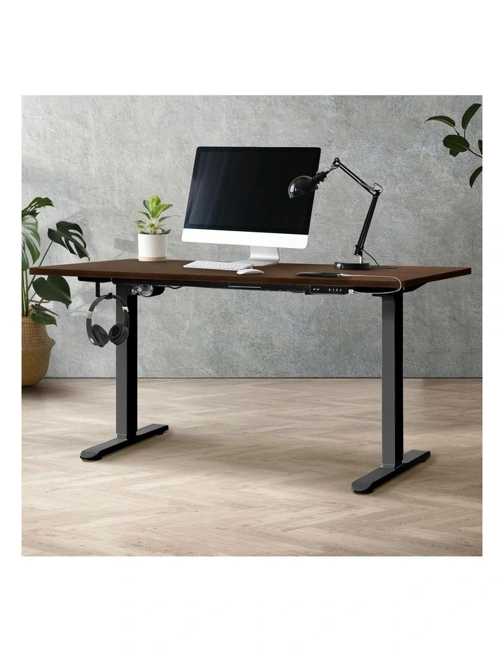 Oikiture Electric Standing Desk Single Motor 1.4m Walnut Tabletop image 4