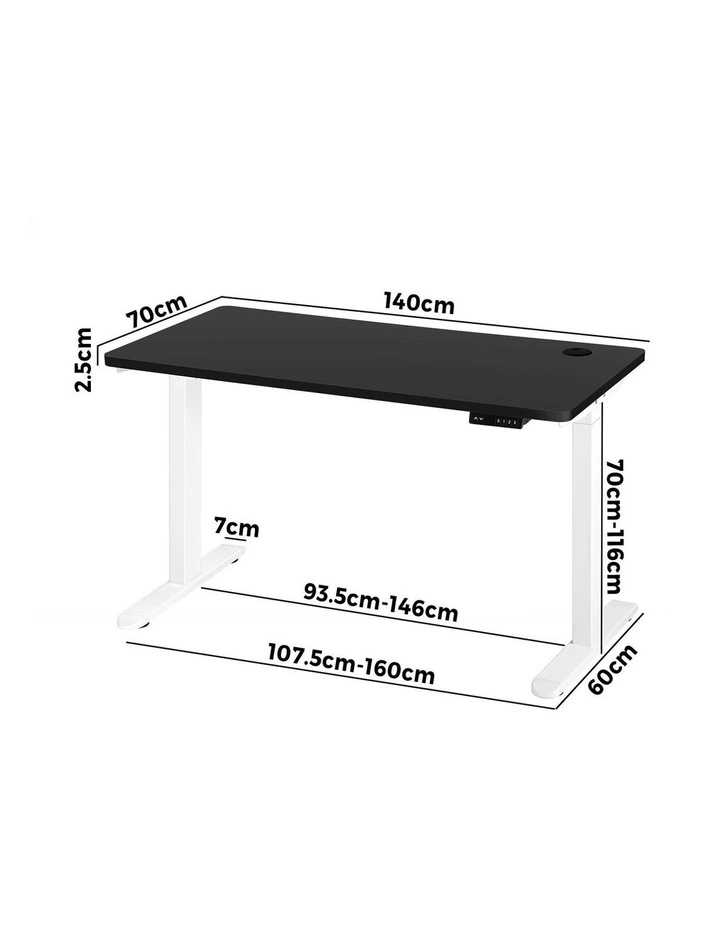 Oikiture Electric Standing Desk Dual Motor 140cm Black Tabletop image 3