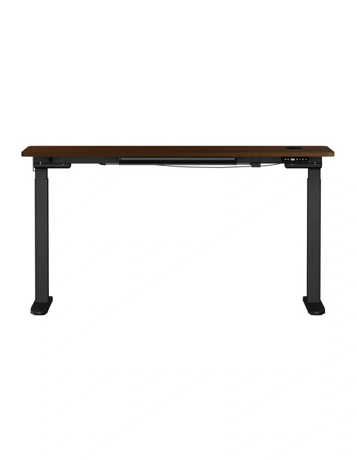 Oikiture 150cm Electric Standing Desk with Drawer Dual Motor Black Walnut image 2