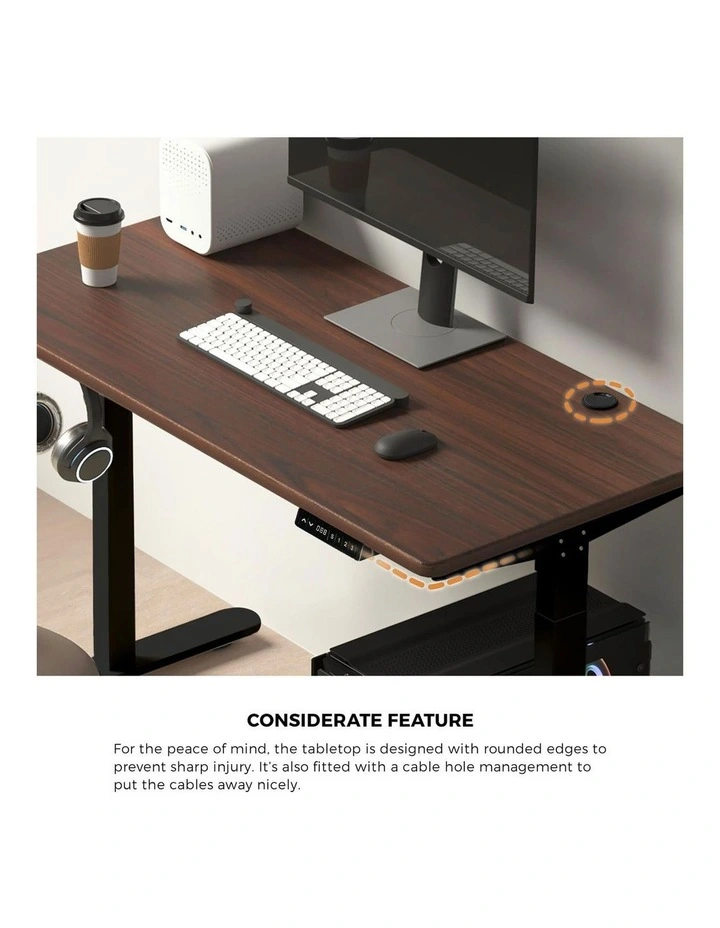 Oikiture Electric Standing Desk Dual Motor 150cm Walnut Tabletop image 6