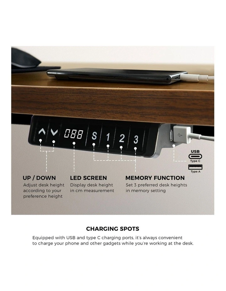 Oikiture Electric Standing Desk Dual Motor 150cm Walnut Tabletop image 7
